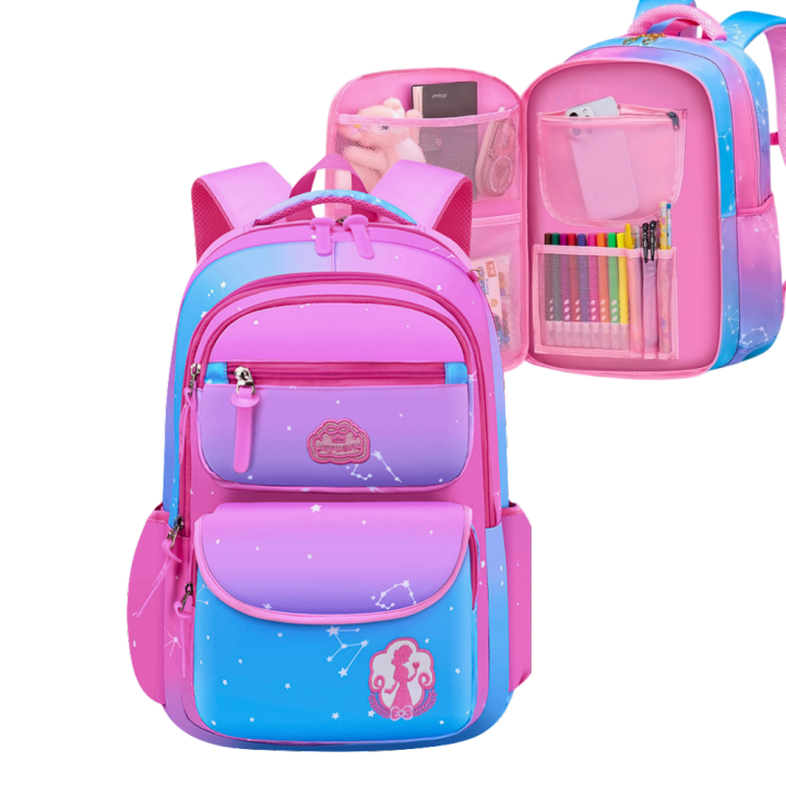 New Gradient Backpack For Girls Purple School Bags Kids For Grade 3 to 7