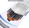 Professional Fine Tip Paint Brush Set Round Pointed Tip Nylon Acrylic Brush for Watercolor Oil Painting 12 Pieces. 