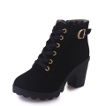 Autumn Winter Women Lady PU Leather High Heel Martin Ankle Zipper Boots Shoes Black. 