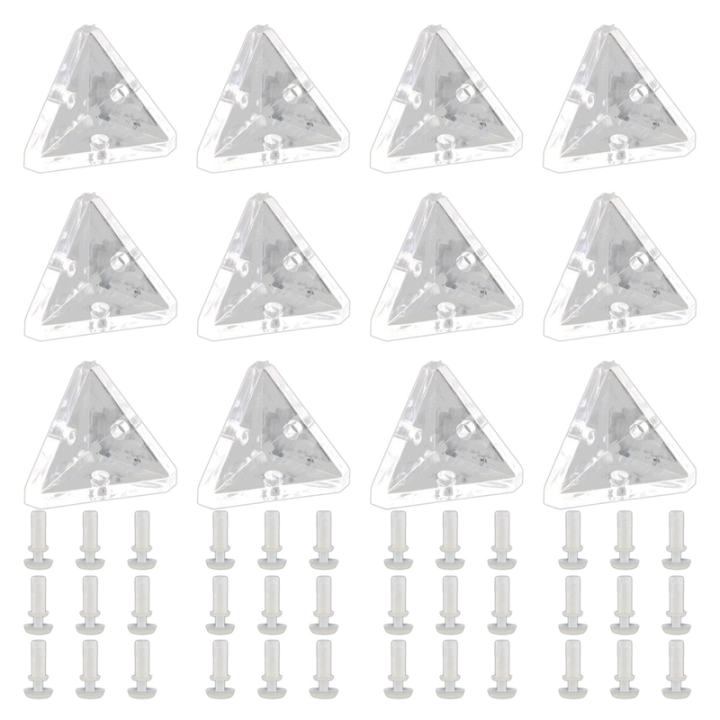 72Pcs Acrylic Corner Brackets with Semitransparent Screws Clear 3-Hole Right Angle Joint Brace Brackets