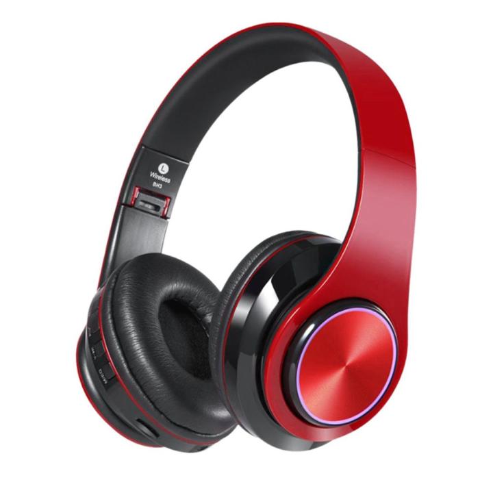 Luminous Wireless Bluetooth Sports Headset Folding Headset Stereo Running Mobile Phone Bluetooth Headset red black