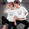 Couples Night Suit Let Me Sleep Printed For Couples Men And Women Night Wear T-Shirt and Trouser For Couples Men And Women. 