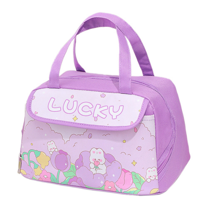Kawaii Portable Lunch Bag Purple Insulated Lunch Container for Women Adult Work Outdoor Camping 29 X 18 X 22cm