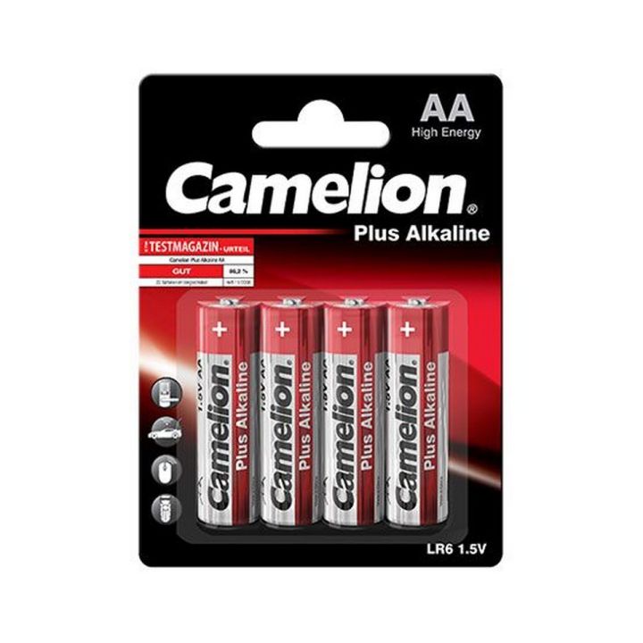 100% Original Camelion Plus Alkaline AA Batteries, 4-Pack, LR6 -BP4 Dauble A Pencil Cell / Cells