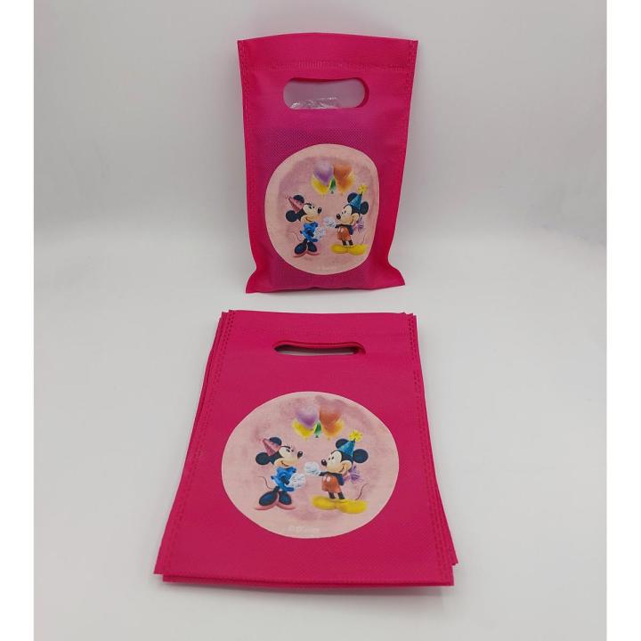 MINNIE MOUSE THEME FABRIC BAGS PACK OF 10 GOODY BAGS