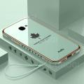 For Samsung Galaxy J5 Prime Back Cover with Lanyard Fashion Shiny Plating Maple Leaf Design Camera Lens Protection Square Edge Soft Silicone Protective Phone Case. 