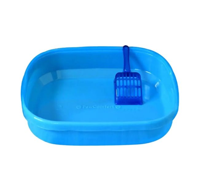PawComfortm Cat Litter Tray with Scoop PINK, BLUE & PURPLE