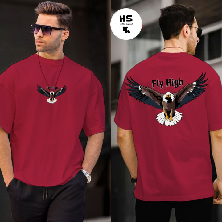 Fly%20high%20eagle%20print%20Drop%20shoulder%20T-shirt%20-%20Image%202
