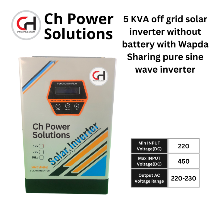 5 KVA (3500 watts) off grid solar inverter without battery with Wapda sharing