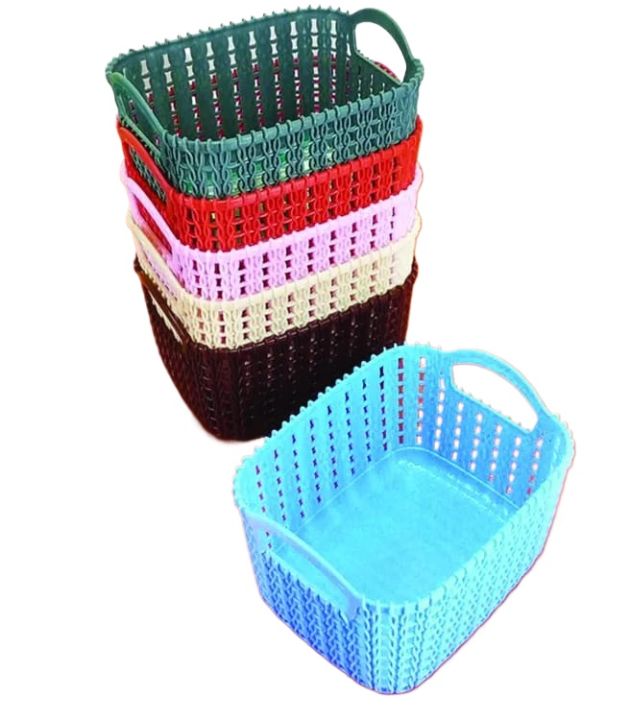 KIWI KNIT-KNOT 3 SIZE STORAGE RECTANGLE FRUIT BASKET COLOR RANDOM