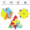 AR Traders-Pack of 3: Cube Combo of 2X2 3x3 and Pyraminx Pyramid Triangle High Speed Sticker-less Cube Brain Teaser Puzzle. 