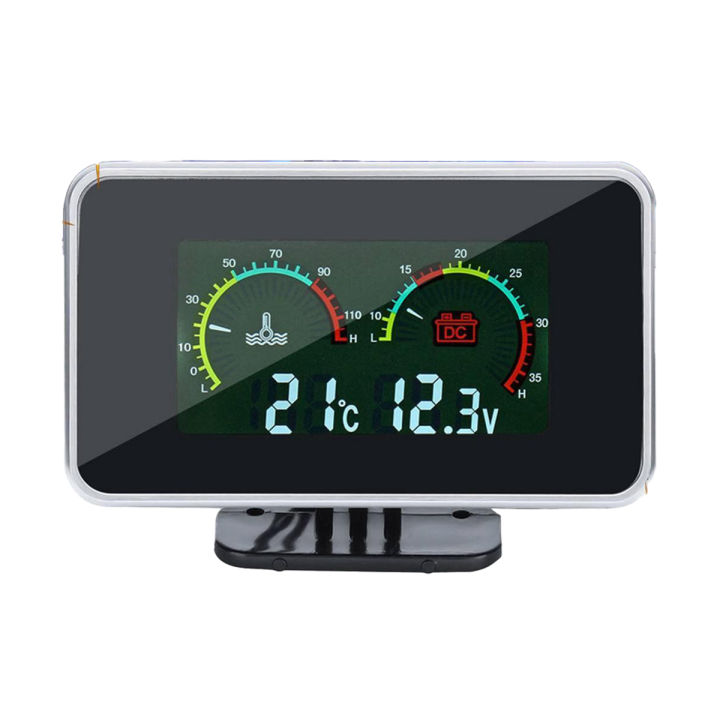 2 in 1 Car LCD Digital Gauge Voltage Pressure Water Temperature Meter Buzzer Alarm M10
