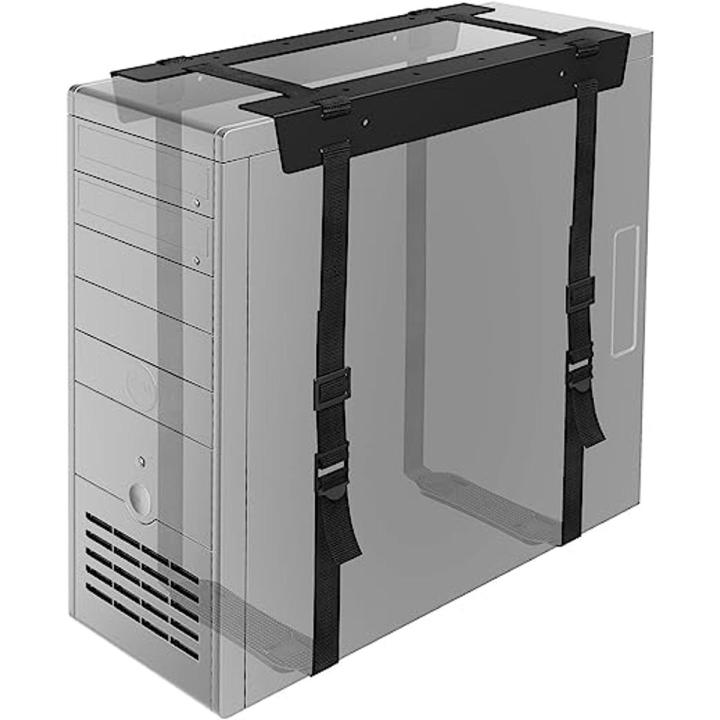 CPU Holder Desktop Computer Mount PC Holder Computer Case Carrier Steel Adjustable Straps Computer Tower Mount Bracket