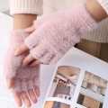 Half Finger Gloves for Women Girls| Winter Plush Fingerless Gloves in Multicolor | Good Quality & Warm Material. 