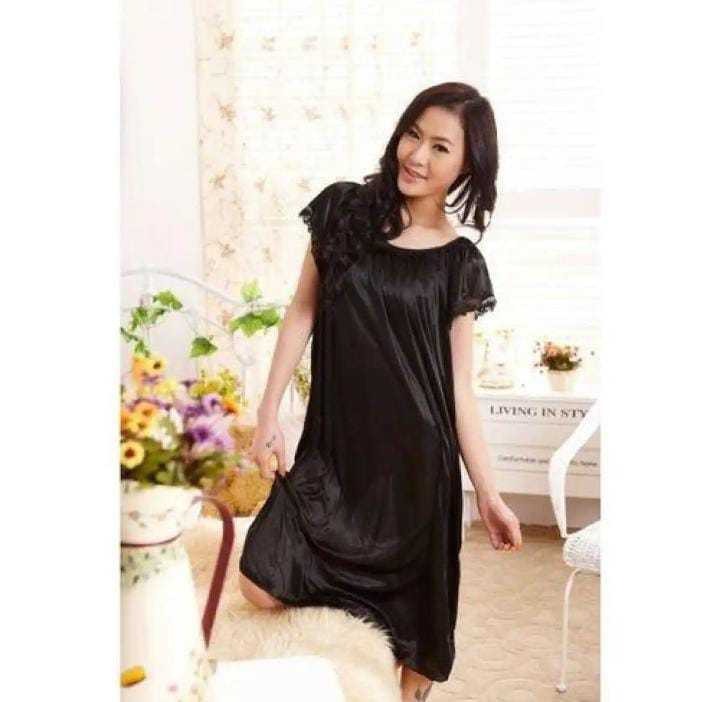 Bridal%20Long%20Silk%20Gown/%20Hot%20Nighty%20Pure%20Black%20-%20Image%202