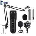 ALOGY AM-888 With Echo And Volume Adjust Condenser Microphone Full Kit Adjustable Mic Suspension_Boom Scissor Arm Shock Mount and Double-Layer Pop Filter for Studio Recording & Broadcasting Live steaming Gaming - Black. 
