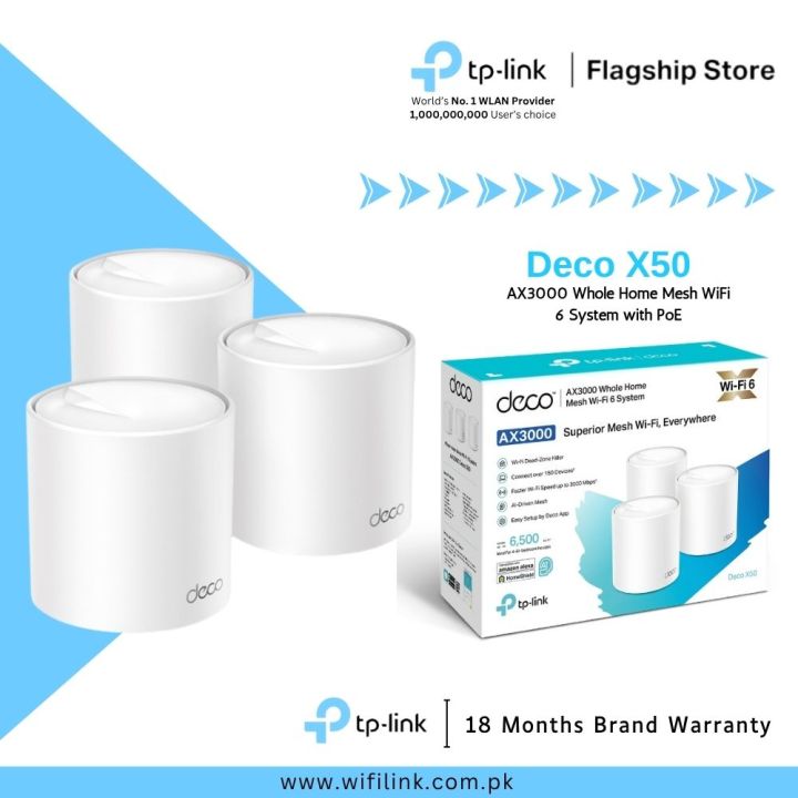 TP-Link Wi-Fi Deco X50 ( 1 Pack / 2 Pack / 3 Pack ) AX3000 Dual Band Gigabit Whole Home Mesh WiFi 6 System - 18 Months Brand Warranty