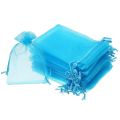 100 Pieces 4 by 6 Inch Organza Gift Bags Drawstring Jewelry Pouches Wedding Party Favor Bags (White&Aqua Blue). 