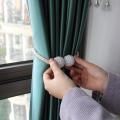 2pcs Curtain Tiebacks Draperies Pearl Magnetic Tiebacks Braided Straps Ball Buckles Punch Free Curtains Hold Clips Curtain Accessories. 