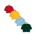 Pack of 4 Premium Quality Plan Crop T Shirt Crew Neck Half Sleeves Crop Top for Girls Crop Top for Women Crop Top for Ladies. 