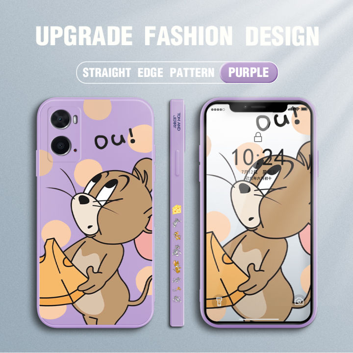 Jizetin for OPPO A36 / OPPO A76 Back Cover Tom and Jerry Design Silicone Phone Case Square Camera Protective Phone Cases