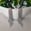 Elegant & Unique Design Earrings with Silver Tassels For Girls - Long Fashion Shiny Earrings Party Jewelry Gifts For Ladies & Womens. 