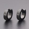 Fashion Frosted Hoop Earrings With Black Stone Cool Earrings Men Stainless Steel Jewelry Women 2020 Trend Earrings For Teens. 