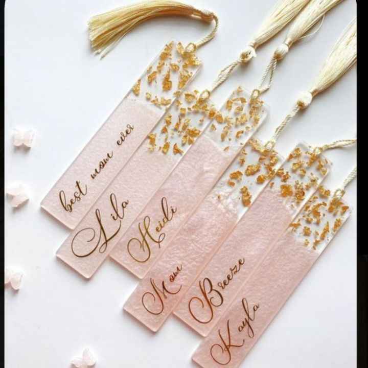 Resin book mark/ pink book mark/ name book mark