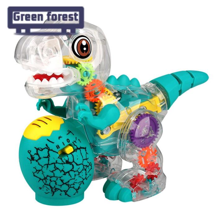 Green forest Glowing Dinosaur Toy Transparent Design Parent-child Interactive Kids Glowing Gear Dinosaur Toy