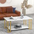 Rectangular Beautiful Luxury Coffee Table Storage Open Shelf,Center Table, Nesting Stacking Table, with Iron Metal Frame for Living Room,Bedroom. 