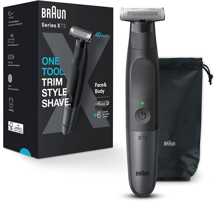 Braun Series XT5100 – Beard Trimmer, Shaver and Electric Razor for Men, Body Grooming Kit for Manscaping, Durable One Blade, One Tool for Stubble, Hair, Groin, & Underarms