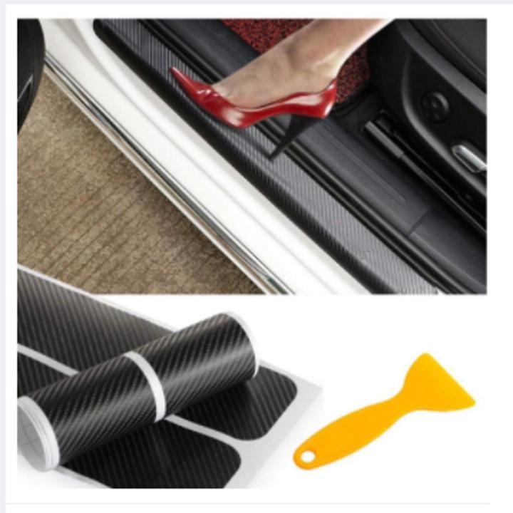 FOR HONDA Black Protector Sill Scuff Cover Car Door Plate Sticker Carbon Fiber Anti Scratch Set (4 pieces)