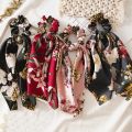 1pc Floral Printing Streamer Hair Band For Women Hair Scarf Bow  Scrunchies Hair Accessories Sweet Girls Hair Tie Hair Ring Korean. 