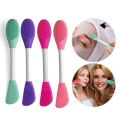 Silicone Face Mask Applicator, 2 in 1 Double-Sided Facial Scrubber Brush Tool, Double-Head Manual Cleansing Brush for Deep Gentle Exfoliating (PACK OF 1). 