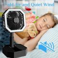 USB Rechargeable Electric Table Fan LED Light Folding Small Multi-function Fan Stand Mini Desk Fan Electric Telescopic Fan Portable Storage and Stretch Height Foldable on The Table Standing on The Floor Support Charging. 