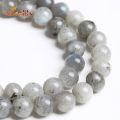 Natural Labradorite Larvikite Stone Beads Gray Moonstone Round Loose Spacer Beads For Jewelry DIY Making Bracelets 4 6 8 10 12mm. 
