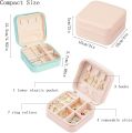 Jewellery Box Organiser, Mini Jewellery Box Travel PU Leather, Small Jewellery Box Portable Travel Jewellery Box for Rings Earrings Necklace Bracelets Watch Gift for Women Girls (Pink/Green). 