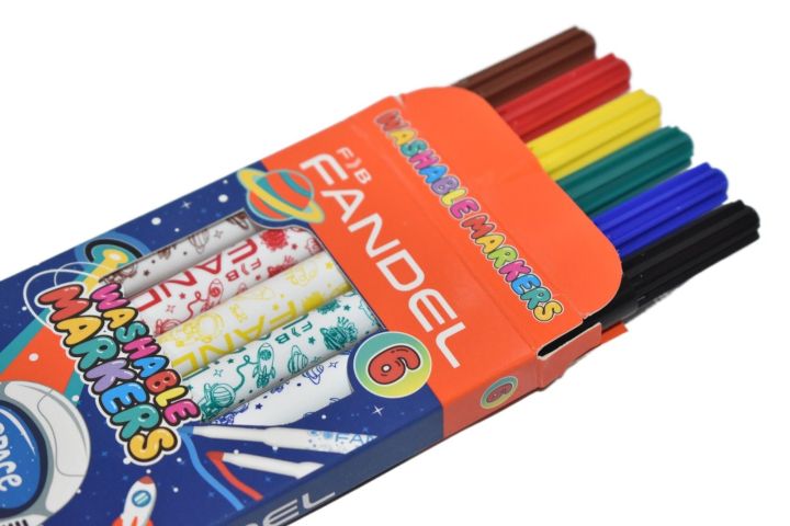 BEAUTIFUL FANDEL SPACE WASHABLE MARKER COLORS 6PCS SET FOR KIDS / STATIONERY FOR KIDS