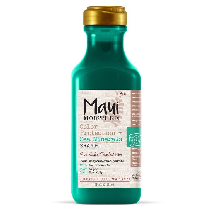 Maui Moisture Color Protection + Sea Minerals Shampoo (13 Ounce); Protect Color-Treated Tresses with Rich Sea Minerals, Pure Algae, and Lush Sea Kelp, Non-GMO
