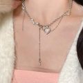 Romantic Peach Heart Sweet Cool Thorn Love Pearl Necklace Women's Advanced Design Sense Special Interest Light Luxury Personalized Clavicle Chain Fashion. 