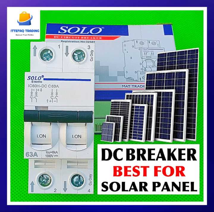 SOLO DC Breaker 2 Pole 12 Volt 24 Volt 63A Circuit Breaker Direct Current Fuse for Solar Panel Protection