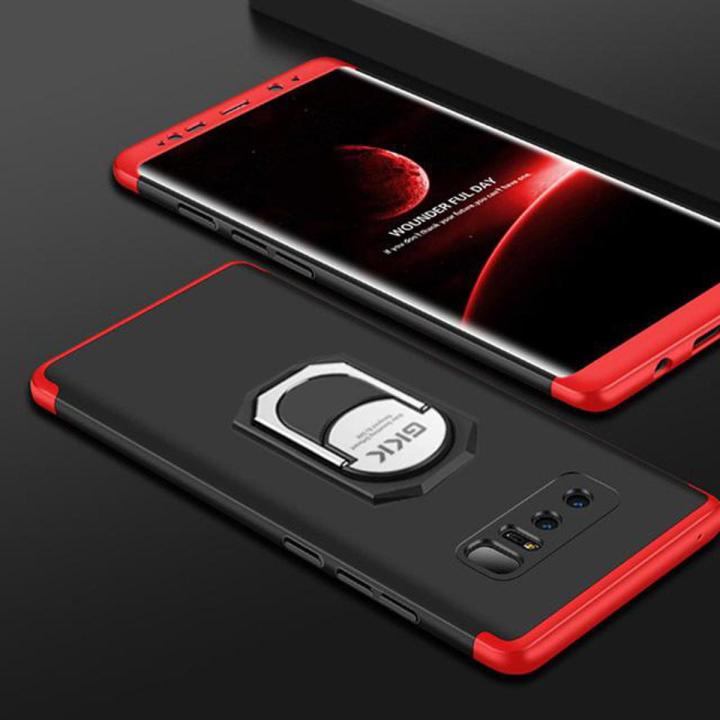 For Samsung Galaxy Note 8 Ring Holder Mobile Phone Back Cover Case Full Coverage 360 Protection GKK Branded - Red & Black