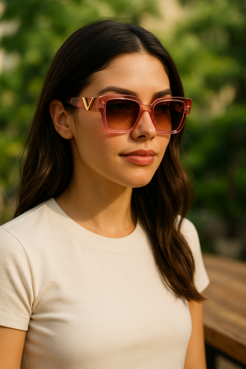 Stylish%20Pink%20Transparent%20Frame%20Women%E2%80%99s%20Sunglasses%20%E2%80%93%20Golden%20V%20Side%20Logo,%20UV%20Protection,%20Fashion%20Look%20-%20Image%204