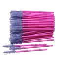 purple light-50 pcs/set Eyebrow Mascara Wand Eyelash Spoolie Brushes Mix Disposable Lash Wands Eyelash Extension Brush Makeup Tools. 