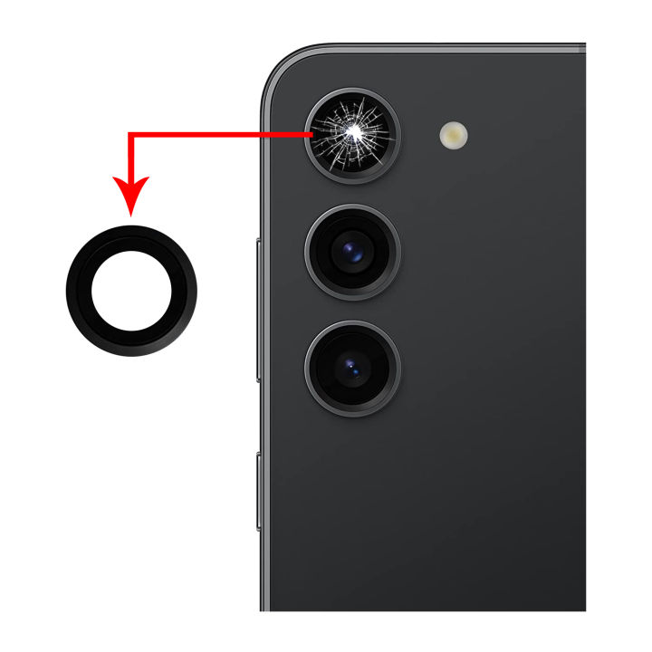 Samsung Galaxy S23 Camera Glass Replacement Rear Back Camera Lens For Samsung S23 - Black Burrak