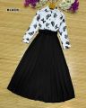 Dealistaan Stitched Butterfly Printed Top With Skirt & Belt 2Pc Dress For Women. 