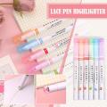 Creative Line Shaped Highlighters 6 Pens Set For Kids Drawing. 