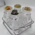 M.Sale 4 Pcs ACRYLIC Kitchen Salt & Pepper Shaker With Stainless Steel Holder. 