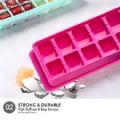 Easy Release Ice Cube Tray Set - Durable Plastic Stackable Easy Twist 14 Cube Trays- Pack of 3. 