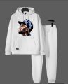 WHite Chris Brown Printed Fleece Full Sleeves Pull Over Hoodie & Trouser For Men & Boys. 